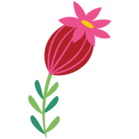 AI generated a flower with leaves and a stem on a transparent background png