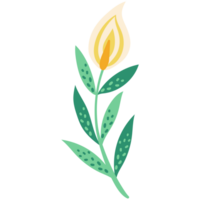 AI generated a yellow flower with green leaves on a transparent background png