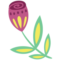 AI generated a flower with green leaves and pink petals png