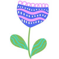 AI generated a flower with a green stem and blue petals png