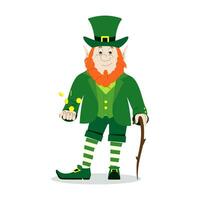 Leprechaun with canes. Vector illustration on white background.