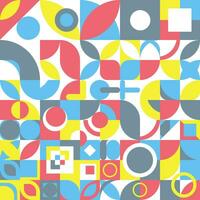 Seamless pattern with geometric shapes in retro style Bauhaus on white background. vector