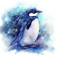 AI generated Watercolor Penguin for T-shirt design.  AI Generated photo