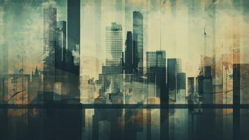 AI generated Grunge urban city at sunset abstract background. Generative AI photo