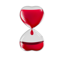 Hourglass heart Donor day. Blood transfusion 3d illustration png