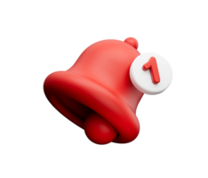 Red 3d notification bell icon. 3d illustration png