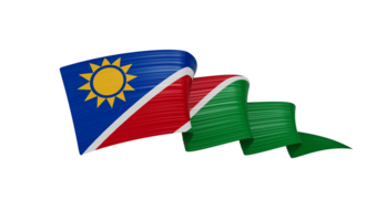 Waving ribbon or banner with flag of Namibia. Template for independence day 3d illustration png