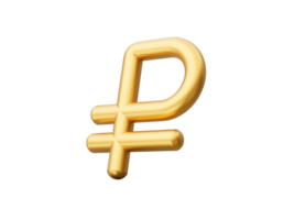 3d Gold Shiny Russian Ruble Currency Icon, Glossy Golden Ruble, 3d illustration png