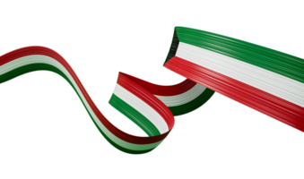 3d Flag Of Kuwait Country, 3d Wavy Shiny Kuwait Ribbon, 3d illustration png