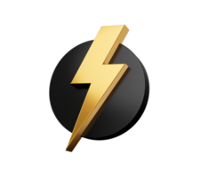 ThunderBolt Logo Design Concept in a Black Circle 3d illustration png