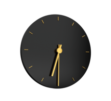 Prämie Gold Uhr Symbol isoliert Hälfte Vergangenheit sechs Ö Uhr schwarz Symbol, Zeit Symbol sechs dreißig 3d Illustration png