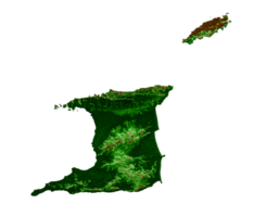 trinidad y tobago topográfico mapa 3d realista mapa color 3d ilustración png