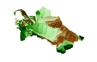 Turkmenistán topográfico mapa 3d realista mapa color 3d ilustración png