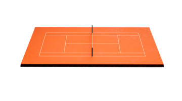 tennis Tribunale argilla superiore Visualizza campo Tribunale campo con segni. giocare su rosso argilla Tribunale, tennis netto 3d illustrazione png