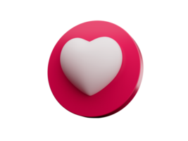 3d social media notification love like heart icon in white pin with shadow 3D illustration png