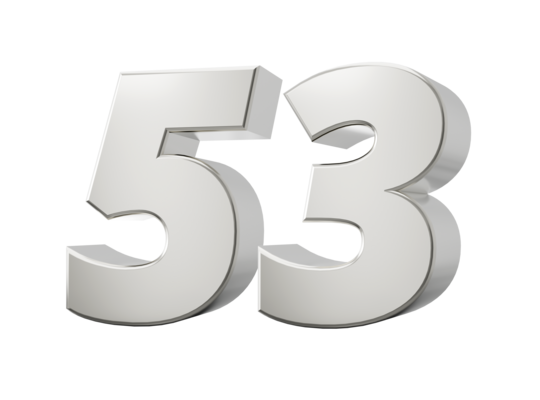 ★Numbering★ 3954 Silver 3d numbers 53 Fifty three. 3d illustration 35941019 PNG
