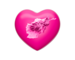 Afghanistan Map in pink heart shape 3d illustration png