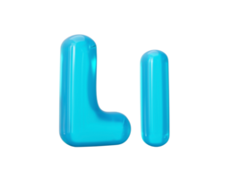 aqua bleu gelée lettre l - 3d illustration png