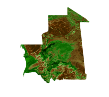 mauritanie carte topographique 3d carte réaliste couleur 3d illustration png