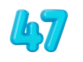 Blue jelly digit 47 Forty Seven Jelly colorful alphabets numbers for kids 3d illustration png