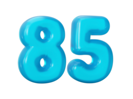 Blue jelly digit 85 Eighty Five Jelly colorful alphabets numbers for kids 3d illustration png