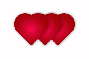 realistico rosso cuore con ombra png