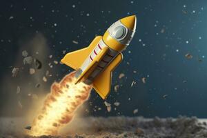 AI generated Toy rocket takes off business and finances success concept. AI Generative photo