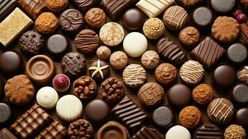 AI generated chocolate mix candy food photo