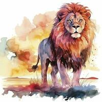 AI generated Watercolor Lion on a white background. For T-shirt Design. AI Generated photo