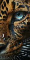 AI generated Leopard macro photography. AI Generated photo