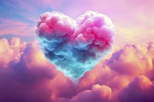 AI generated Beautiful colorful valentine's day heart in the clouds as abstract background. AI Generated photo