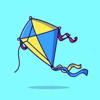 Kite Flying Cartoon Vector Icon Illustration. Holiday Object Icon Concept Isolated Premium Vector. Flat Cartoon Style