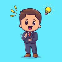 Cute Man Get An Idea Cartoon Vector Icon Illustration. People Business Icon Concept Isolated Premium Vector. Flat Cartoon Style