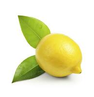 AI generated Lemon with leaf isolated on white background. AI Generated photo