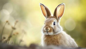 ai generado Pascua de Resurrección conejito con hermosa primavera naturaleza. ai generado foto