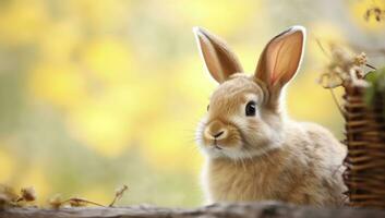 ai generado Pascua de Resurrección conejito con hermosa primavera naturaleza. ai generado foto