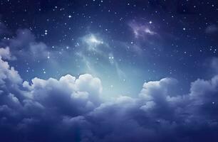 AI generated Space of night sky with clouds and stars. Generative AI photo