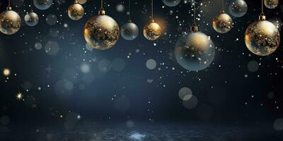 AI generated Indoor Christmas ball decoration and bokeh background. AI Generated photo