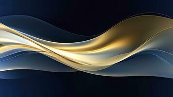 AI generated Gold and navy blue waves abstract. AI Generated. photo