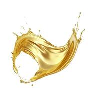 AI generated Golden Oil or Cosmetic essence splash isolated on white background, 3d illustration. AI Generated photo