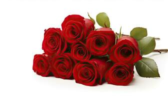 AI generated Red rose bouquet isolated on white background. AI Generated photo
