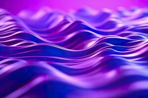 AI generated 3D renders technological waves with purple, and vibrant colors. AI Generative photo