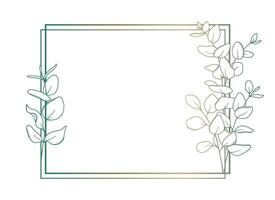 Eucalyptus Line Drawing. Black and white Floral Frames. Floral Line Art. Fine Line Eucalyptus illustration. Hand Drawn Outline Greenery. Botanical Coloring Page. Wedding invitation flowers vector