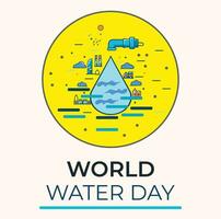 mundo agua día, salvar agua concepto de ecología vector