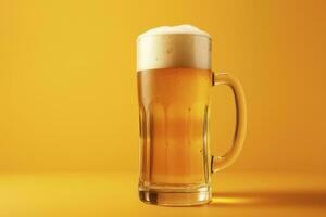 AI generated Beer glass with full beer isolated with a yellow background. AI Generated photo