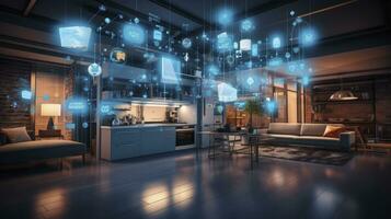 AI generated A Glimpse into the Connected Smart Home of Tomorrow. AI Generated photo