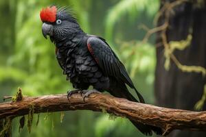 AI generated A Beautful Red Tailed Black Cockatoo. AI Generated photo