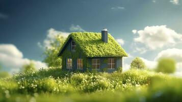 AI generated Green and environmentally friendly housing concept. AI Generated photo