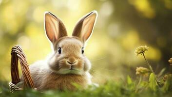AI generated Easter Bunny with beautiful Spring Nature. AI Generated photo