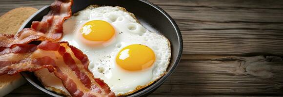 AI generated Fried eggs and bacon. AI Generated photo